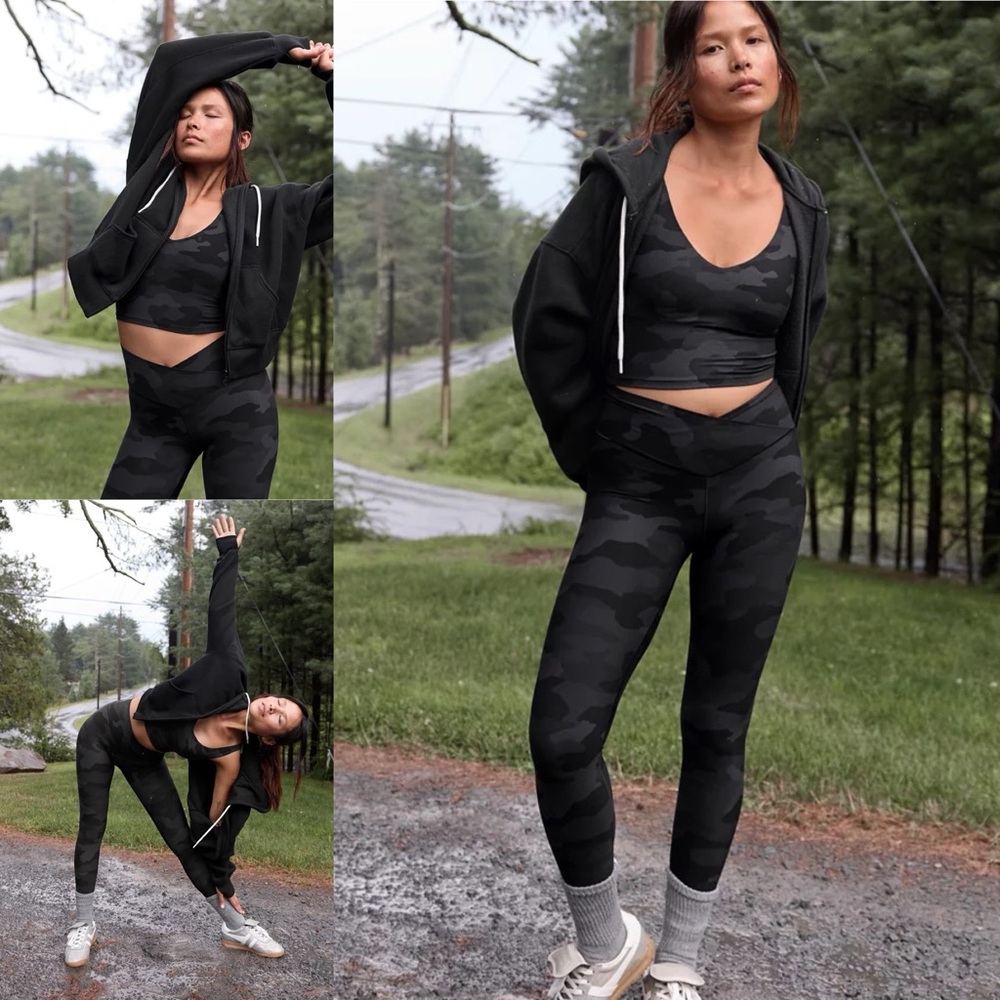 American Eagle High Waisted Crossover Leggings Size Large Long Black Charcoal